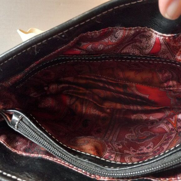 NWT Tignanello Signature Tweed Top Handle Black w/ Top Stitching Cottagecore - Picture 6 of 11